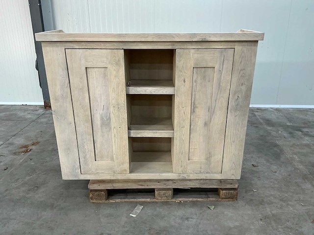Eiken opbergkast 115,5x150x45,5cm - afbeelding 2 van  7