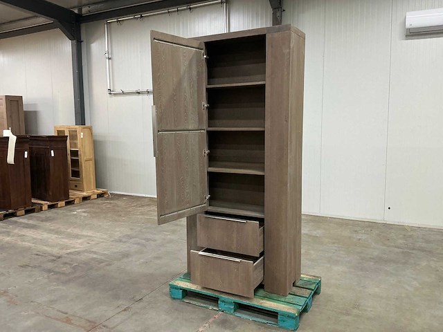 Eiken opbergkast 220,5x100,5x40,5cm - afbeelding 6 van  6