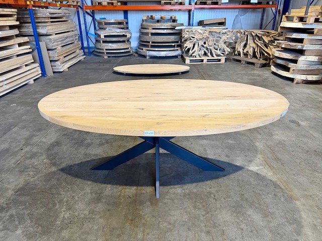 Eiken ovaal eetkamertafel 200 cm - afbeelding 2 van  3