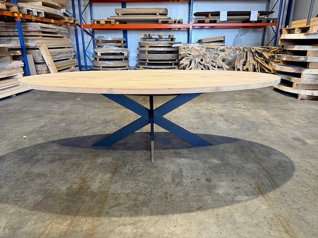 Eiken ovaal eetkamertafel 240 cm - afbeelding 1 van  5
