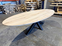 Eiken ovaal eetkamertafel 240 cm - afbeelding 4 van  5