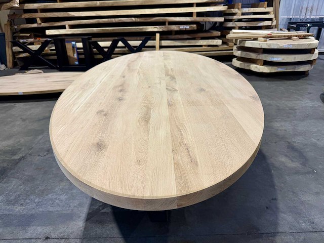 Eiken ovaal eetkamertafel 260 cm - afbeelding 2 van  3