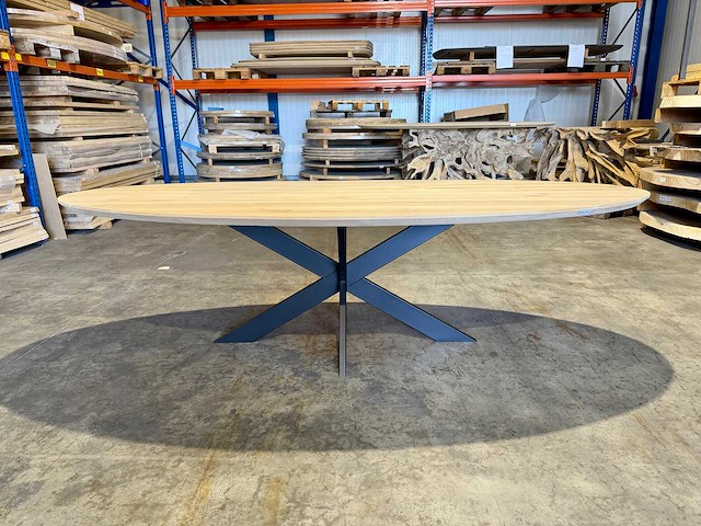 Eiken ovaal eetkamertafel 260 cm - afbeelding 1 van  4