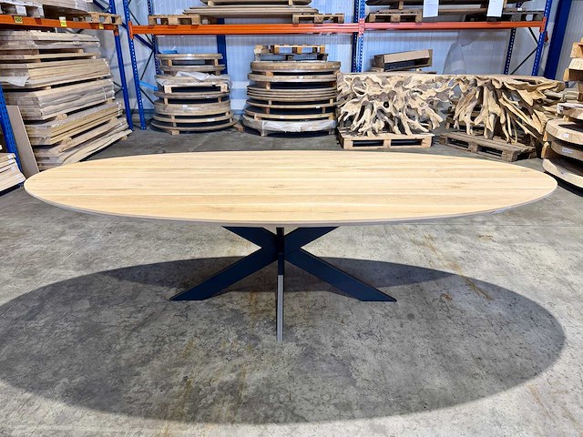 Eiken ovaal eetkamertafel 260 cm - afbeelding 4 van  4