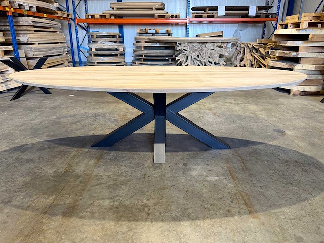 Eiken ovaal eetkamertafel 260 cm - afbeelding 1 van  3