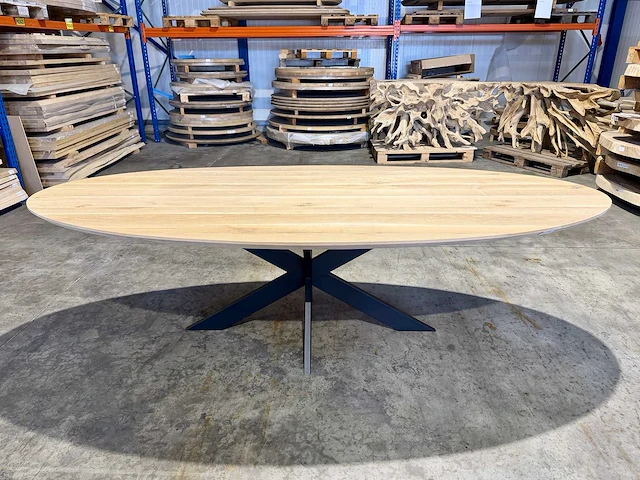 Eiken ovaal eetkamertafel 260 cm - afbeelding 4 van  4