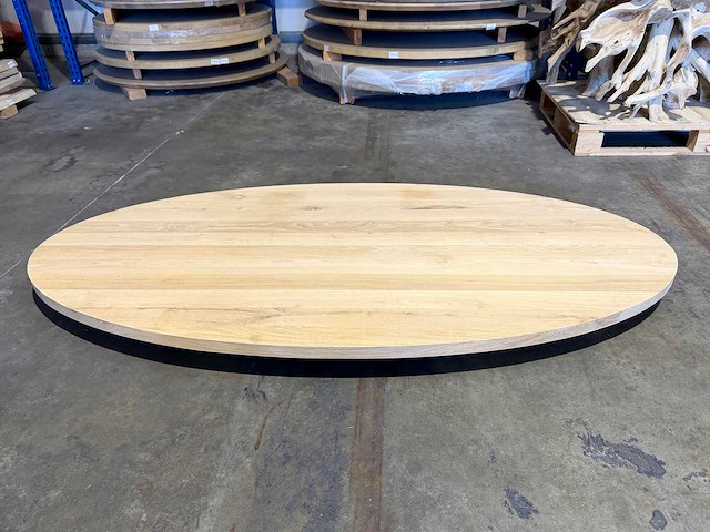 Eiken ovaal tafelblad 200 cm. - afbeelding 1 van  2