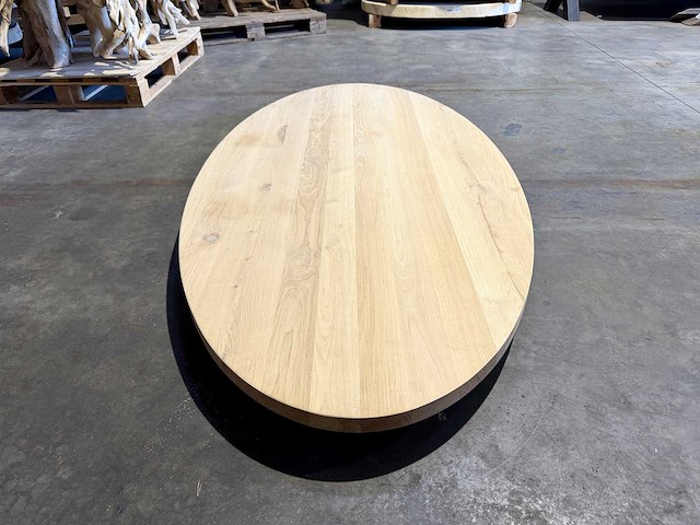 Eiken ovaal tafelblad 200 cm. - afbeelding 2 van  2