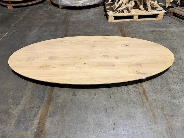 Eiken ovaal tafelblad 240 cm. - afbeelding 1 van  3