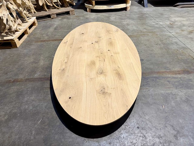 Eiken ovaal tafelblad 240 cm. - afbeelding 2 van  3