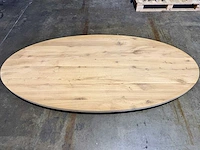 Eiken ovaal tafelblad 240 cm.