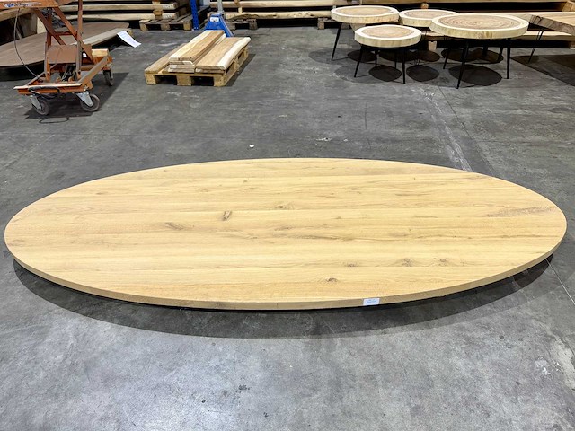 Eiken ovaal tafelblad 260 cm. - afbeelding 1 van  2