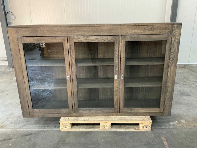 Eiken winkelkast / vitrinekast 120,5x200,5x40,5cm - afbeelding 1 van  4