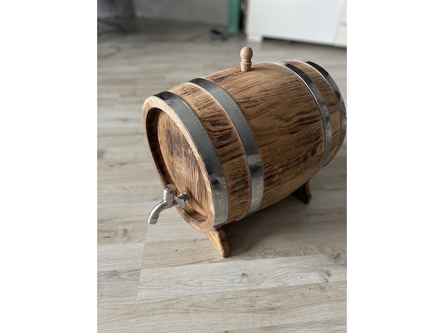 Eikenhouten vat van gespleten eikenhout, uitwendig gebrand – 15 liter, bruin, 2025 - afbeelding 1 van  7