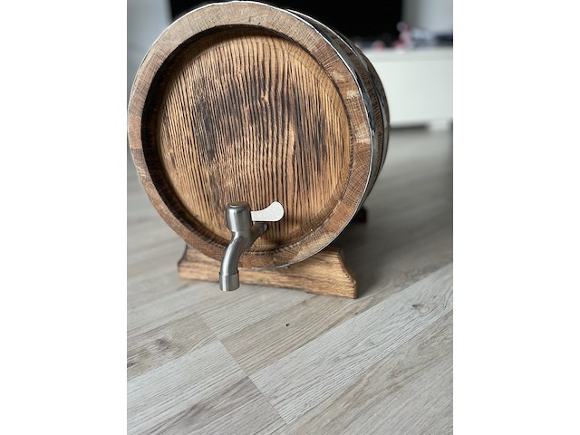 Eikenhouten vat van gespleten eikenhout, uitwendig gebrand – 15 liter, bruin, 2025 - afbeelding 7 van  7