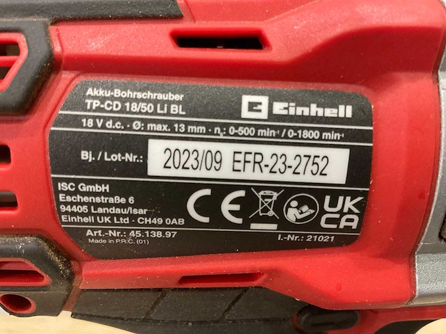 Einhell - tp-cd 18/50 li bl - accu boormachine - afbeelding 9 van  9