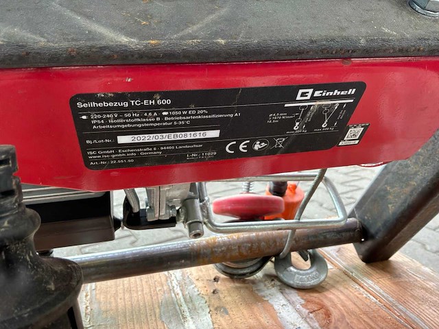 Einhell tc-eh 600 elektrische kabeltakel - afbeelding 8 van  8