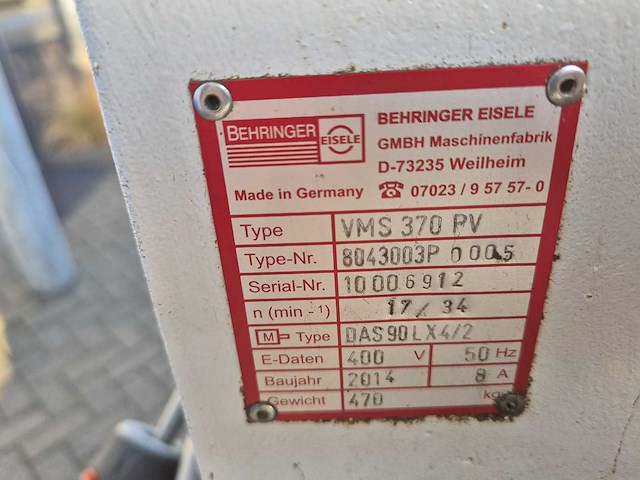 Eisele - vms 370 pv - afkortcirkelzaagmachine met rollenbaan - afbeelding 15 van  24