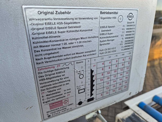Eisele - vms 370 pv - afkortcirkelzaagmachine met rollenbaan - afbeelding 17 van  24