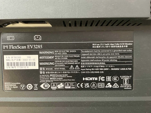 Eizo (ev3285) 32”, 3840x2160 (uhd) ips monitor - afbeelding 7 van  7