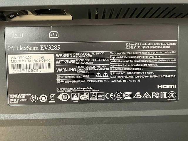 Eizo (ev3285) 32”, 3840x2160 (uhd) ips monitor - afbeelding 7 van  7