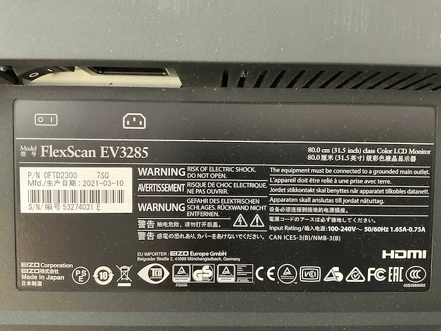 Eizo (ev3285) 32”, 3840x2160 (uhd) ips monitor - afbeelding 7 van  7