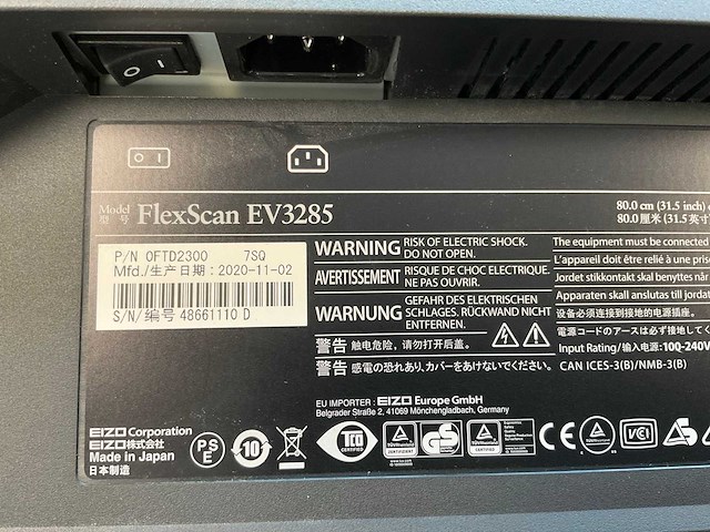 Eizo (ev3285) 32”, 3840x2160 (uhd) ips monitors (2x) - afbeelding 1 van  4