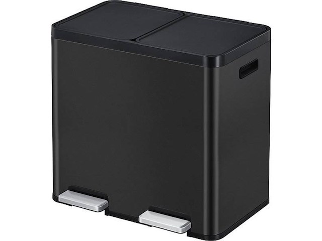 Eko essential prullenbak 22+22l zwart rvs - afbeelding 1 van  2