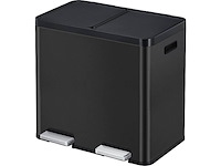 Eko essential prullenbak 22+22l zwart rvs - afbeelding 1 van  2