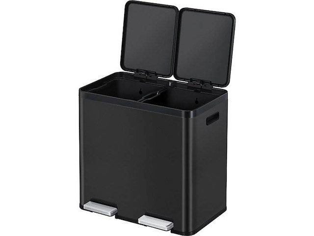 Eko essential prullenbak 22+22l zwart rvs - afbeelding 2 van  2
