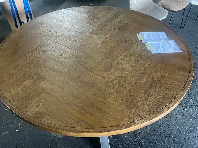 Ekt donker eetkamertafel 140cm rond - afbeelding 3 van  4