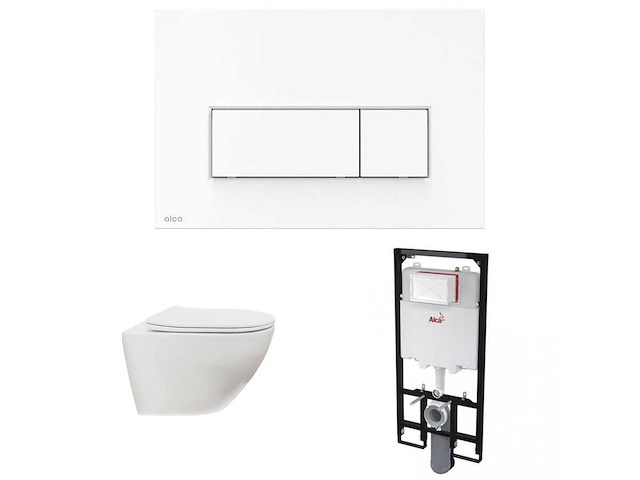 Elberti - toiletset compleet mat wit | wandcloset | bedieningspaneel | inbouwreservoir - afbeelding 1 van  7