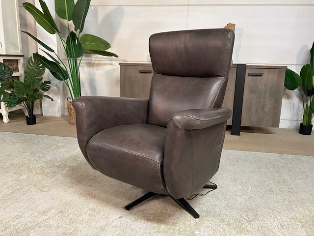 Electrische leren relax fauteuil - afbeelding 1 van  6