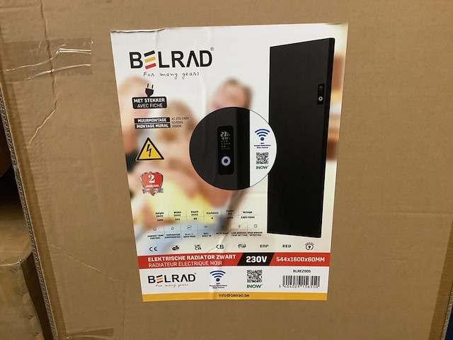 Elektr. wandradiator 160 x 54,4 cm belrad, blrez005, zwart - afbeelding 3 van  4