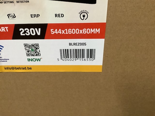 Elektr. wandradiator 160 x 54,4 cm belrad, blrez005, zwart - afbeelding 4 van  4