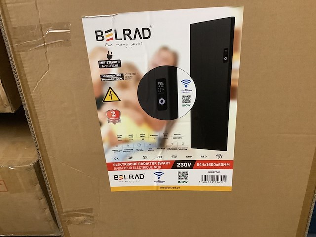 Elektr. wandradiator 160 x 54,4 cm belrad, blrez005, zwart - afbeelding 3 van  4