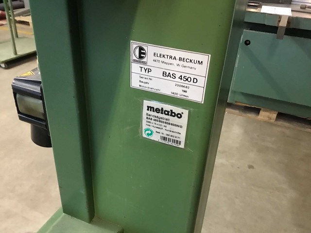 Elektra beckum bas 450 d lintzaagmachine - afbeelding 7 van  8