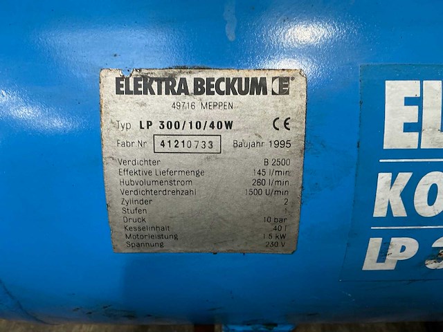 Elektra beckum lp300/10/40/w luchtcompressor - afbeelding 5 van  6
