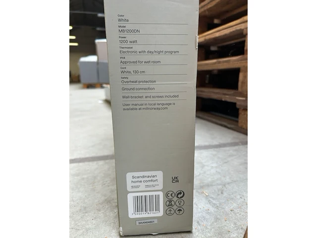 Elektrisch convector / paneelverwarming 1200w mill, wit - afbeelding 4 van  4
