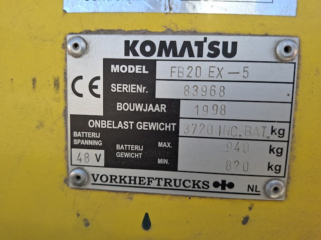 Elektrisch heftruck, komatsu, arion 20, 1998 - afbeelding 16 van  21