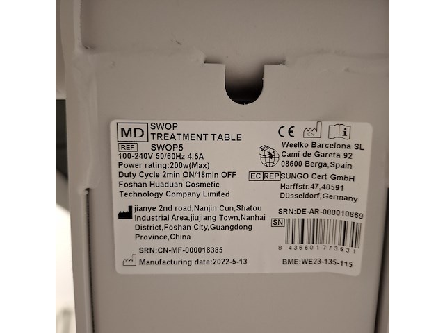 Elektrisch verstelbaar behandeltafel naggura swop, swop5, bouwjaar 2022 - afbeelding 9 van  14