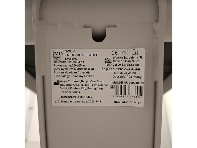 Elektrisch verstelbaar behandeltafel naggura swop, swop5, bouwjaar 2022 - afbeelding 12 van  16