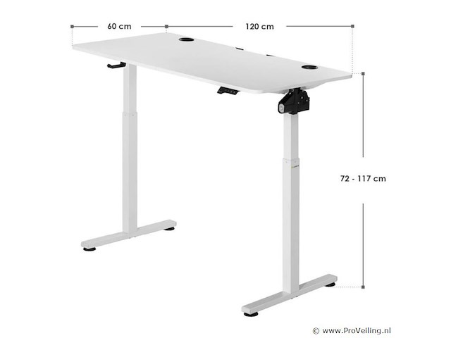 Elektrisch verstelbaar bureau / sta zit bureau - 120 x 60 cm - wit - afbeelding 13 van  15