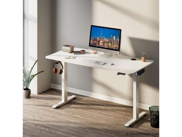 Elektrisch verstelbaar bureau / sta zit bureau - 120 x 60 cm - wit - afbeelding 8 van  15