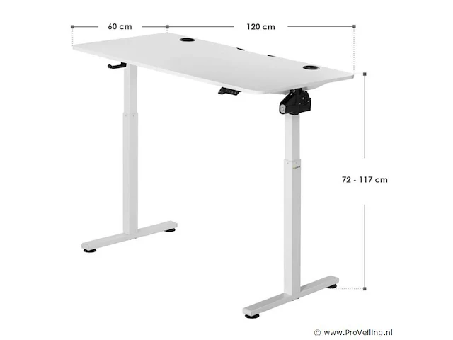 Elektrisch verstelbaar bureau / sta zit bureau - 120 x 60 cm - wit - afbeelding 13 van  15