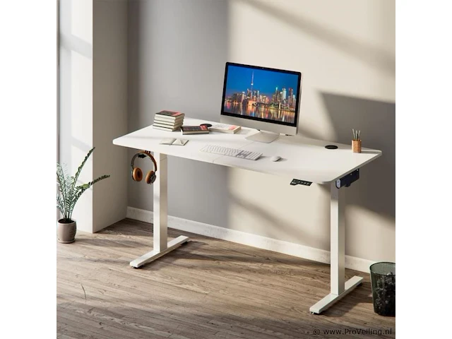 Elektrisch verstelbaar bureau / sta zit bureau - 120 x 60 cm - wit - afbeelding 8 van  15