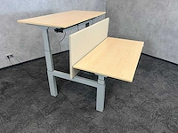 Elektrisch zit-sta duo bureau met tussenschot 160x80