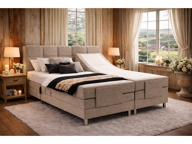 Elektrische boxspringcombinatie m-ray, dubai, beige - afbeelding 1 van  6