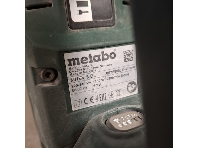 Elektrische breekhamer metabo, mhev 5bl, bouwjaar 2019 - afbeelding 7 van  7