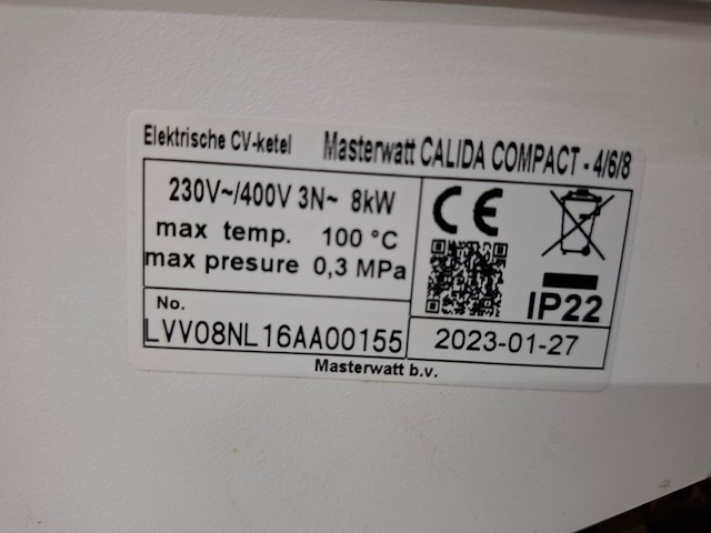 Elektrische cv ketel kospel, master batt calida compact 4/6/8, bouwjaar 2023 - afbeelding 2 van  3